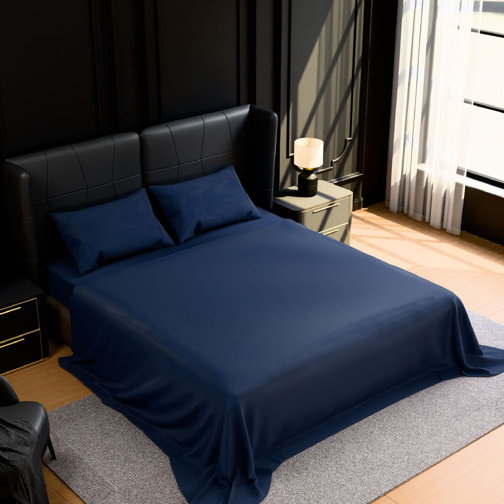 Ultra-Soft Brushed Microfiber Full Sheet Set – Navy Blue, 4 Piece