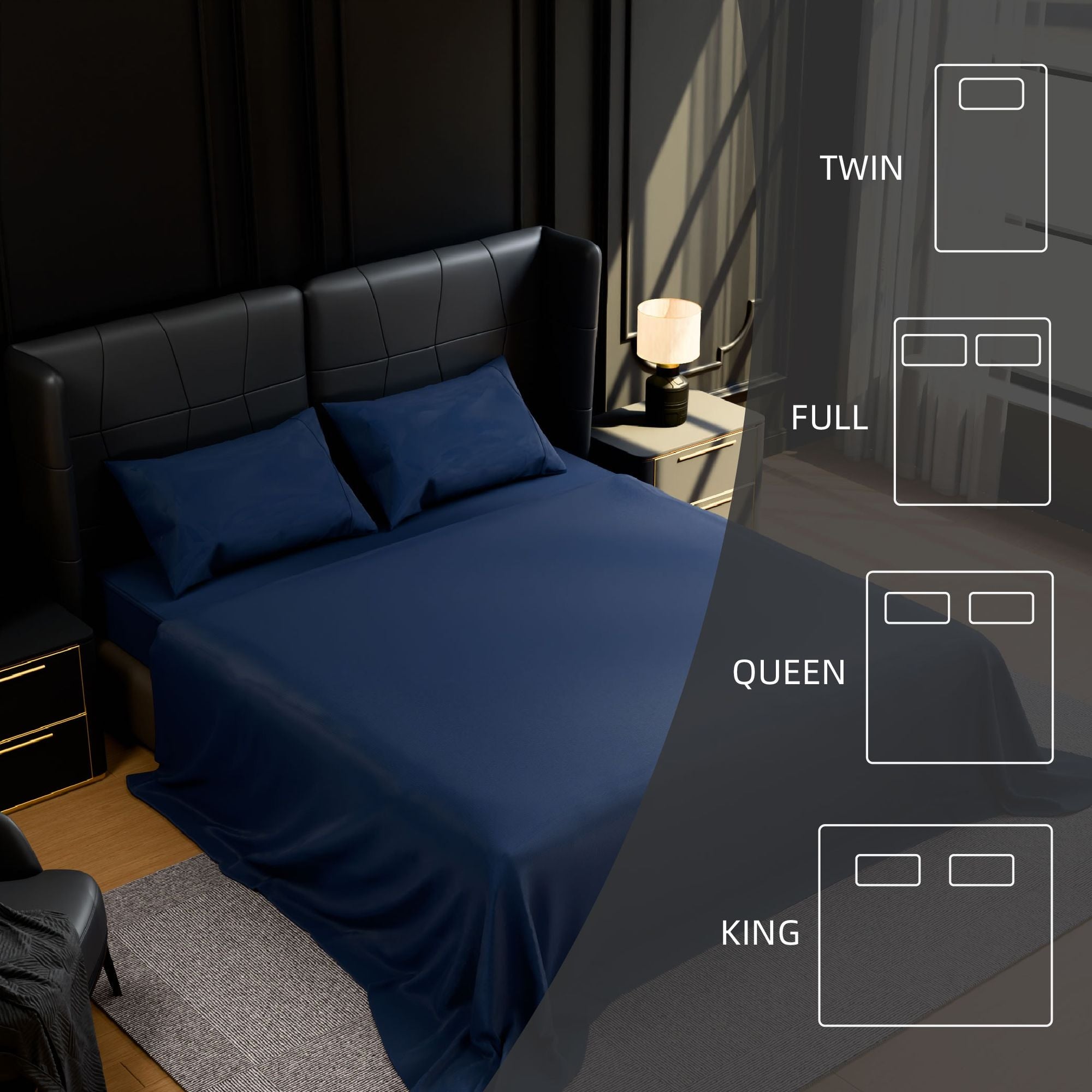 Ultra-Soft Brushed Microfiber Full Sheet Set – Navy Blue, 4 Piece