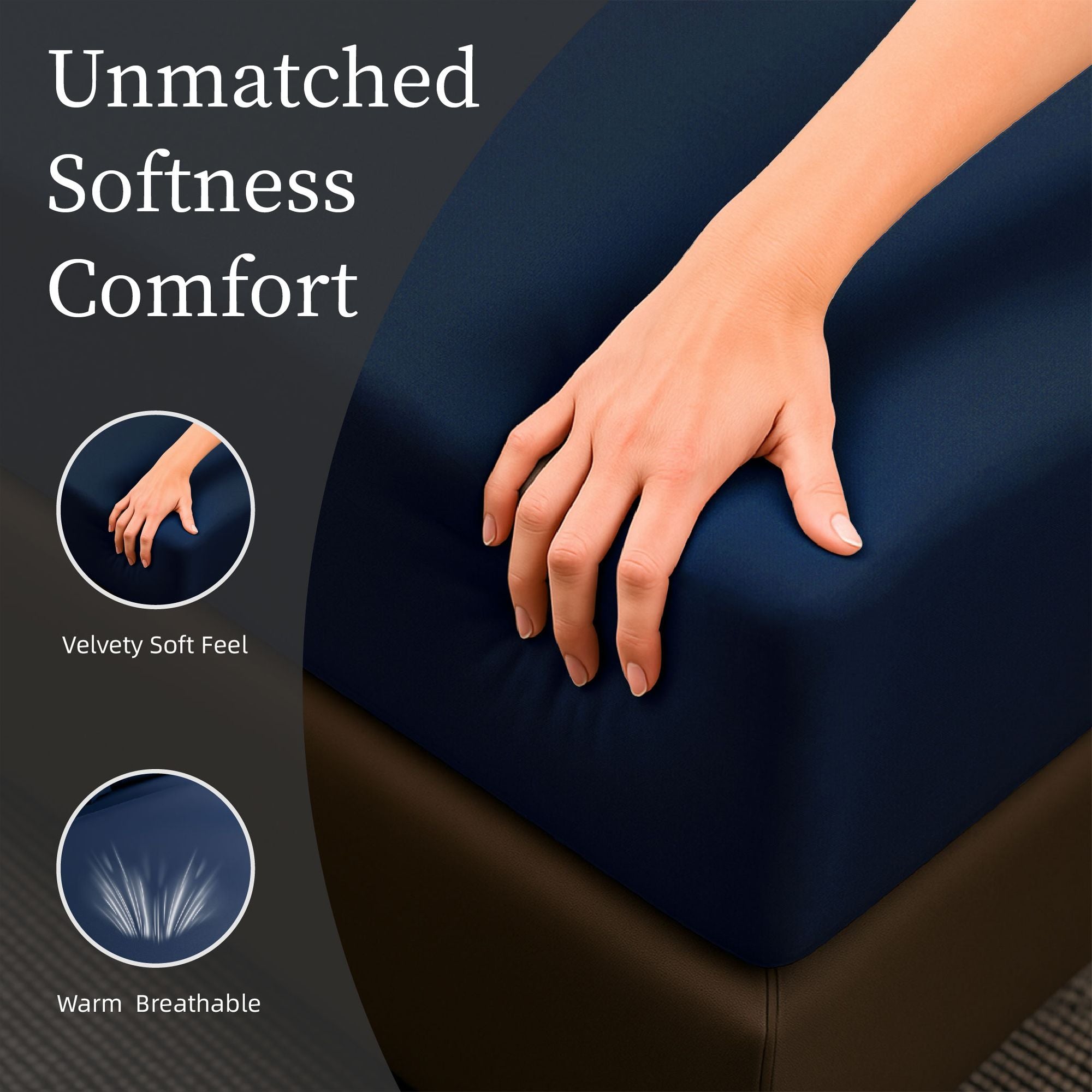 King Bed Sheet Set - Ultra-Soft Brushed Microfiber, 4-Piece, Deep Pocket, Fade & Wrinkle Resistant (Navy Blue)
