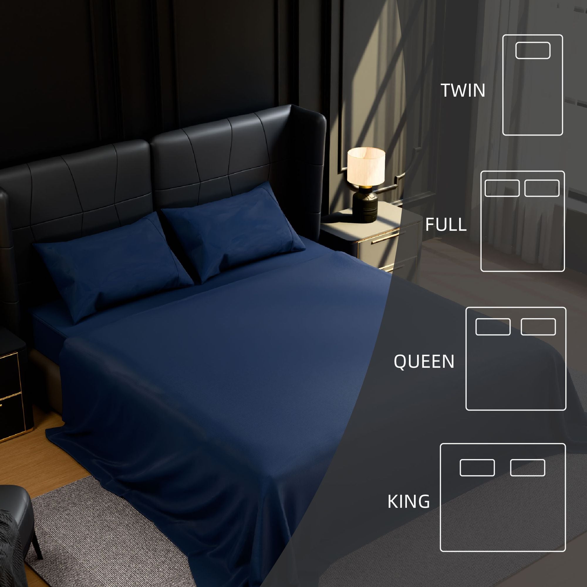 King Bed Sheet Set - Ultra-Soft Brushed Microfiber, 4-Piece, Deep Pocket, Fade & Wrinkle Resistant (Navy Blue)