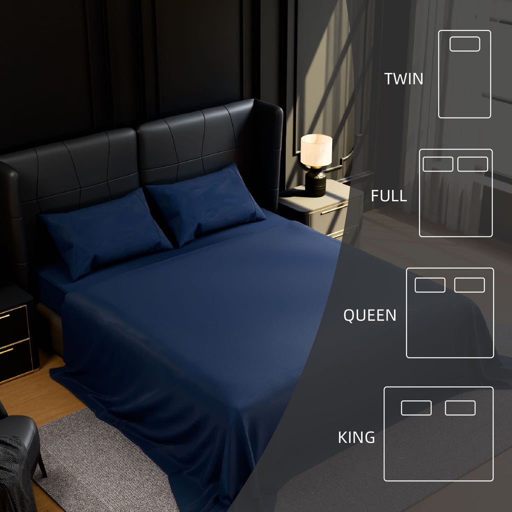 Ultra-Soft Brushed Microfiber Queen Sheet Set - Navy Blue