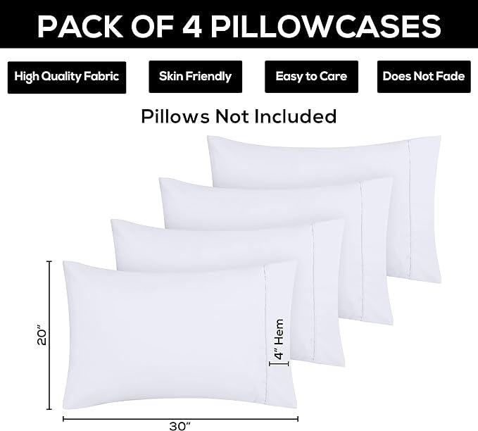 Soft Brushed Queen Pillowcases with Envelope Closure