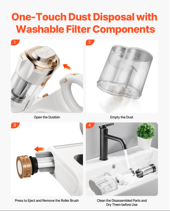 Handheld Bedding Vacuum with Dual Collection Bins