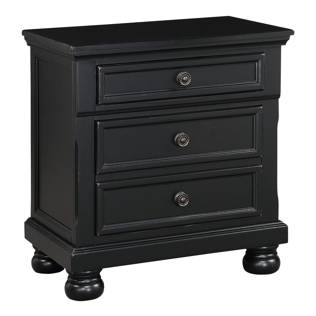 Bedroom Furniture Black Finish Bun Nightstand with Hidden Drawer Casual Transitional