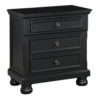 Bedroom Furniture Black Finish Bun Nightstand with Hidden Drawer Casual Transitional