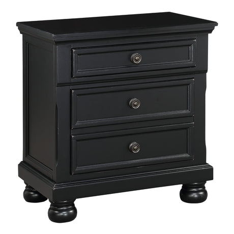 Bedroom Furniture Black Finish Bun Nightstand with Hidden Drawer Casual Transitional