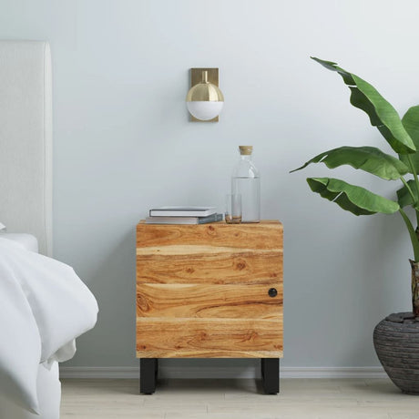 Industrial Charm Wooden Bedside Cabinet with Ample Storage