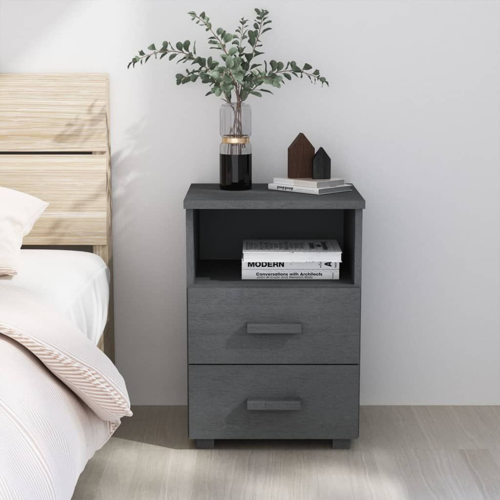 HAMAR Dark Gray Bedside Cabinet with Open Storage