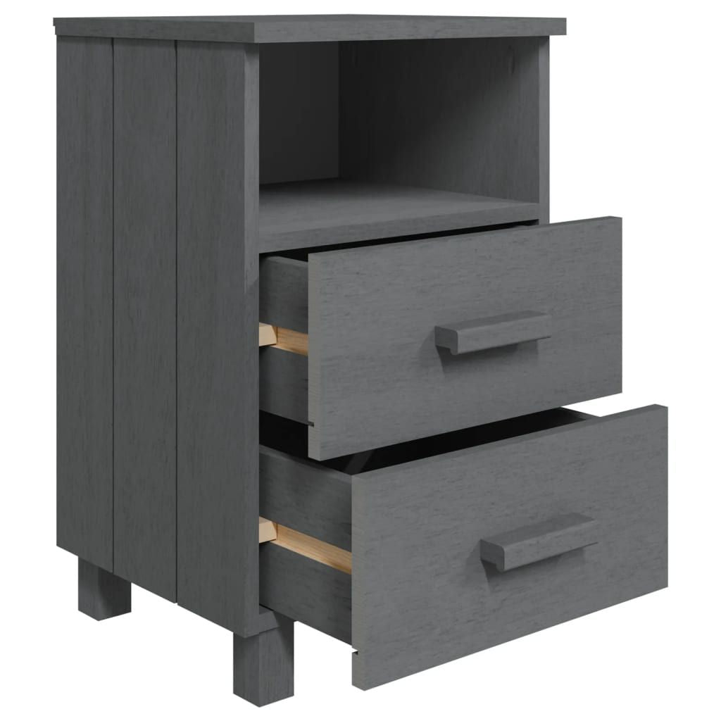 HAMAR Dark Gray Bedside Cabinet with Open Storage