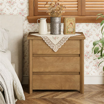 Rustic Brown Three-Drawer Compact Nightstand