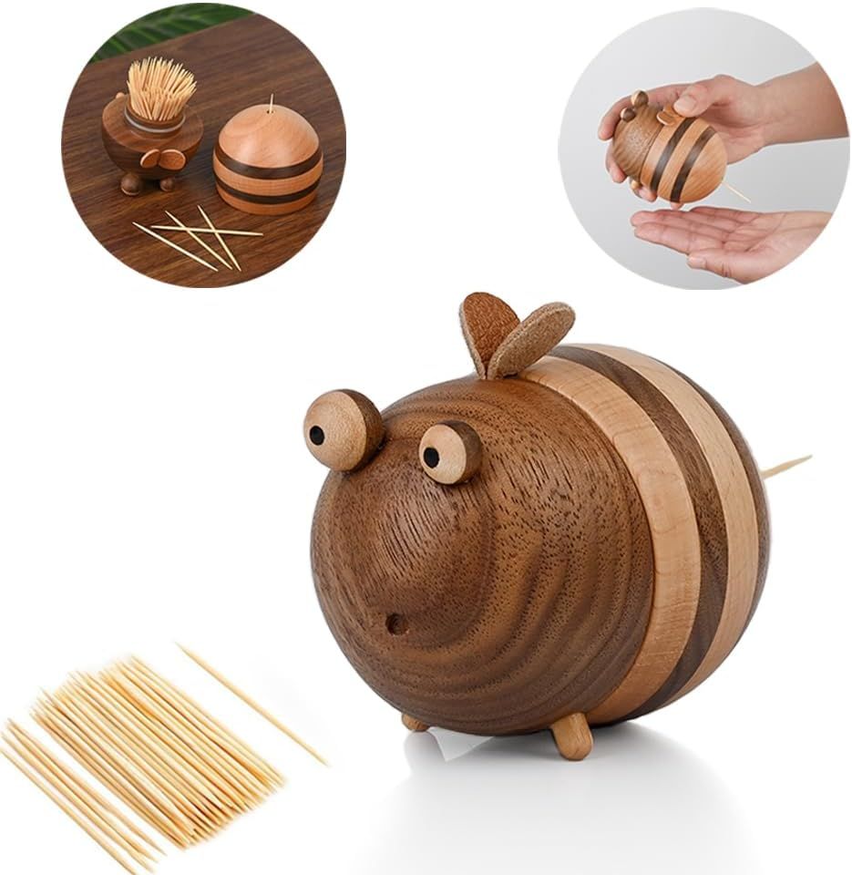 Bee-Themed Toothpick Holder Dispenser for Kitchen Counter and Gifts