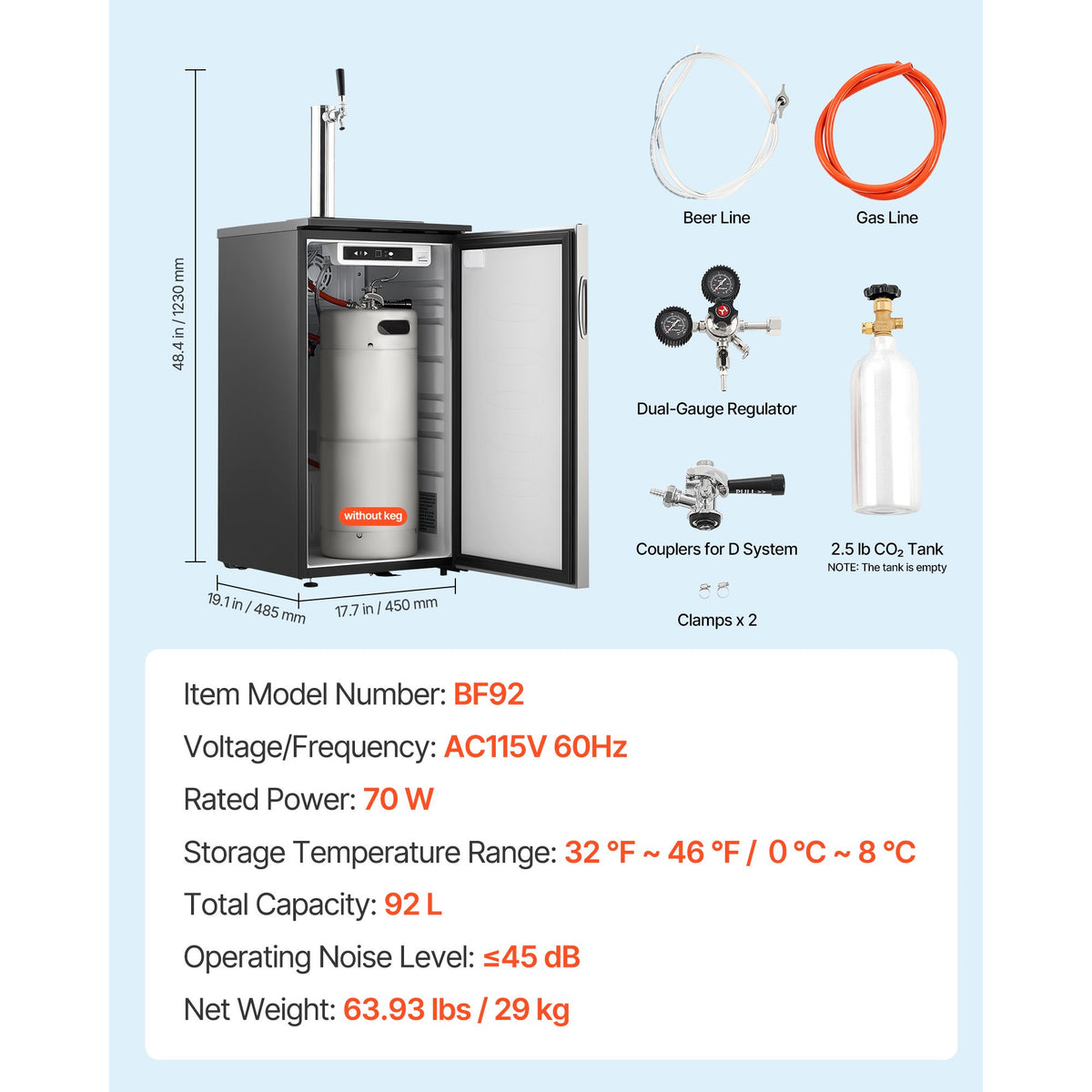 Commercial Draft Beer Kegerator – Single Tap, Holds 1 Sixth Keg