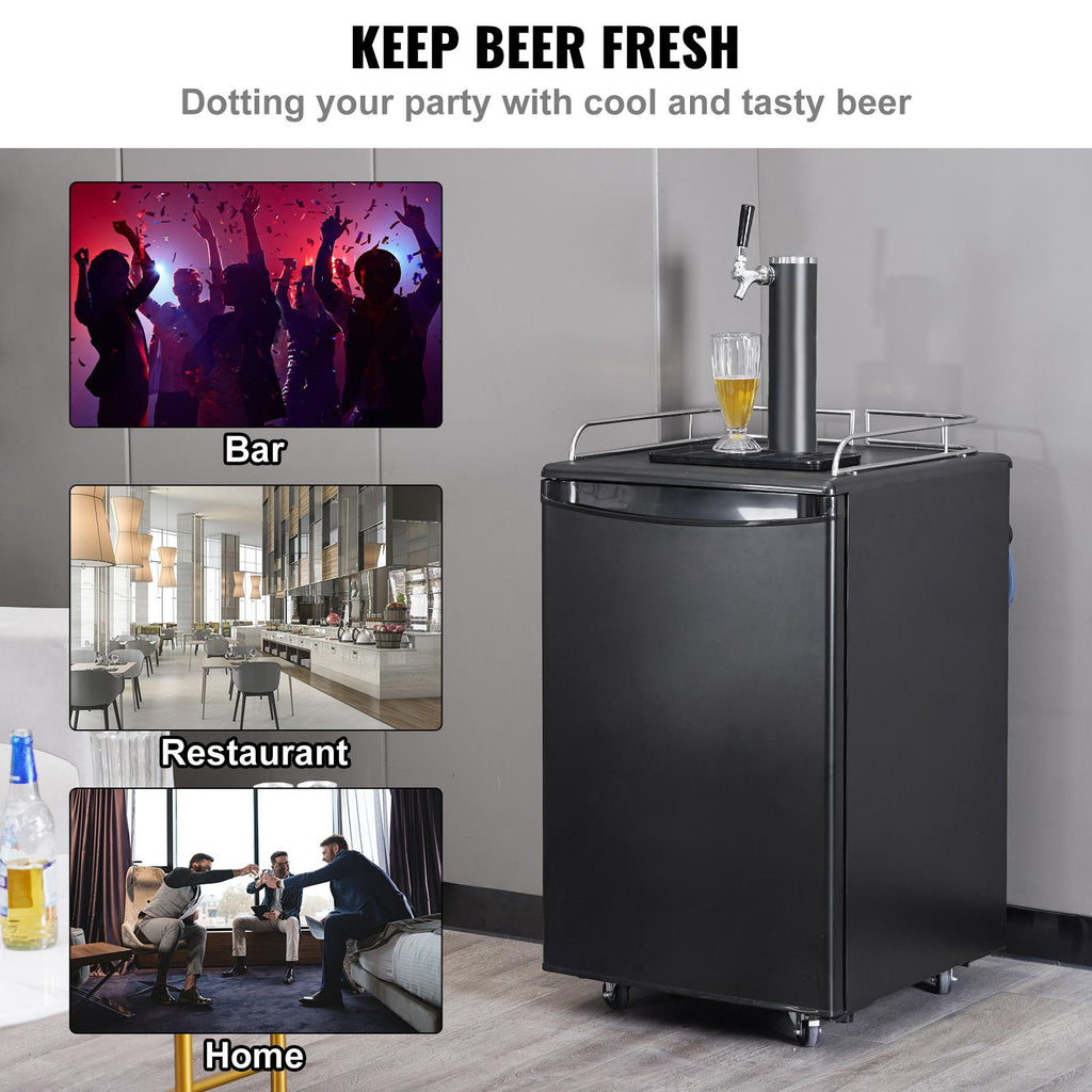 Single-Tap Kegerator with Adjustable Cooling and Mobile Base