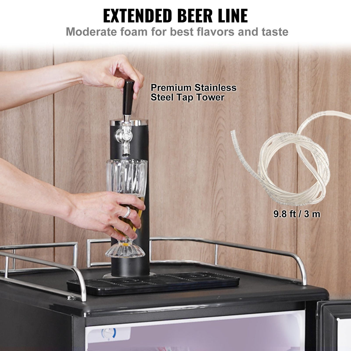 Single-Tap Kegerator with Adjustable Cooling and Mobile Base