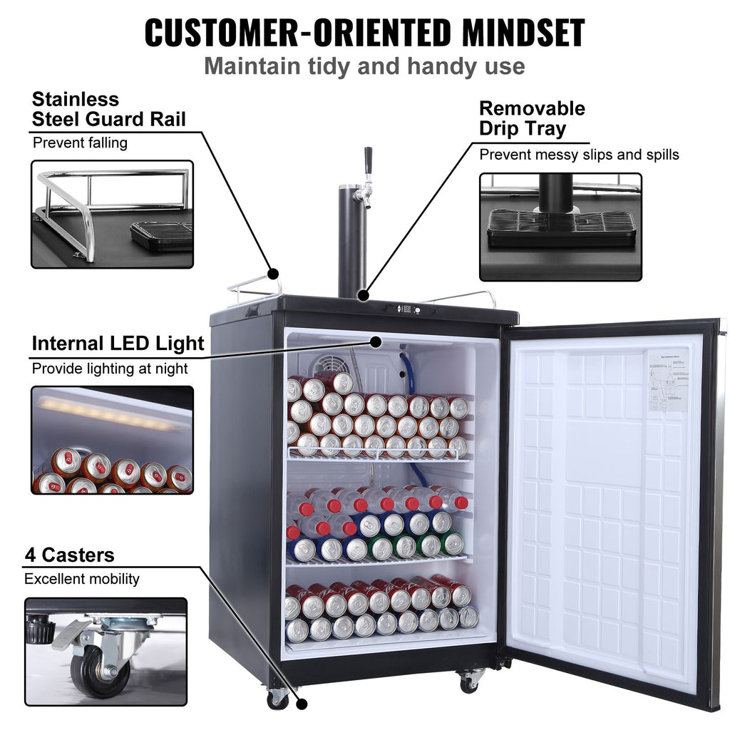 Single Tap Beer Kegerator with Digital Temperature Control and Fan Cooling System