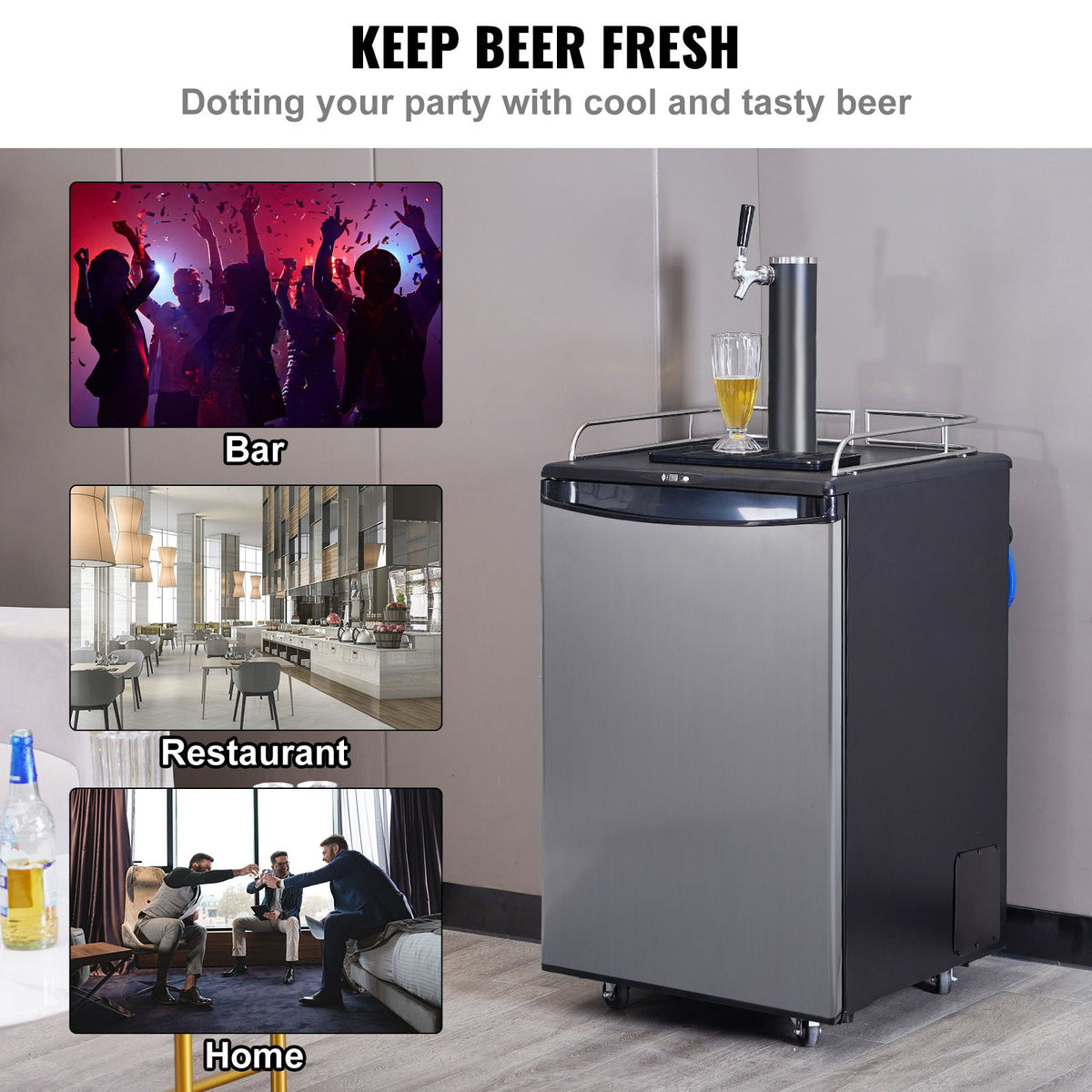 Single Tap Beer Kegerator with Digital Temperature Control and Fan Cooling System