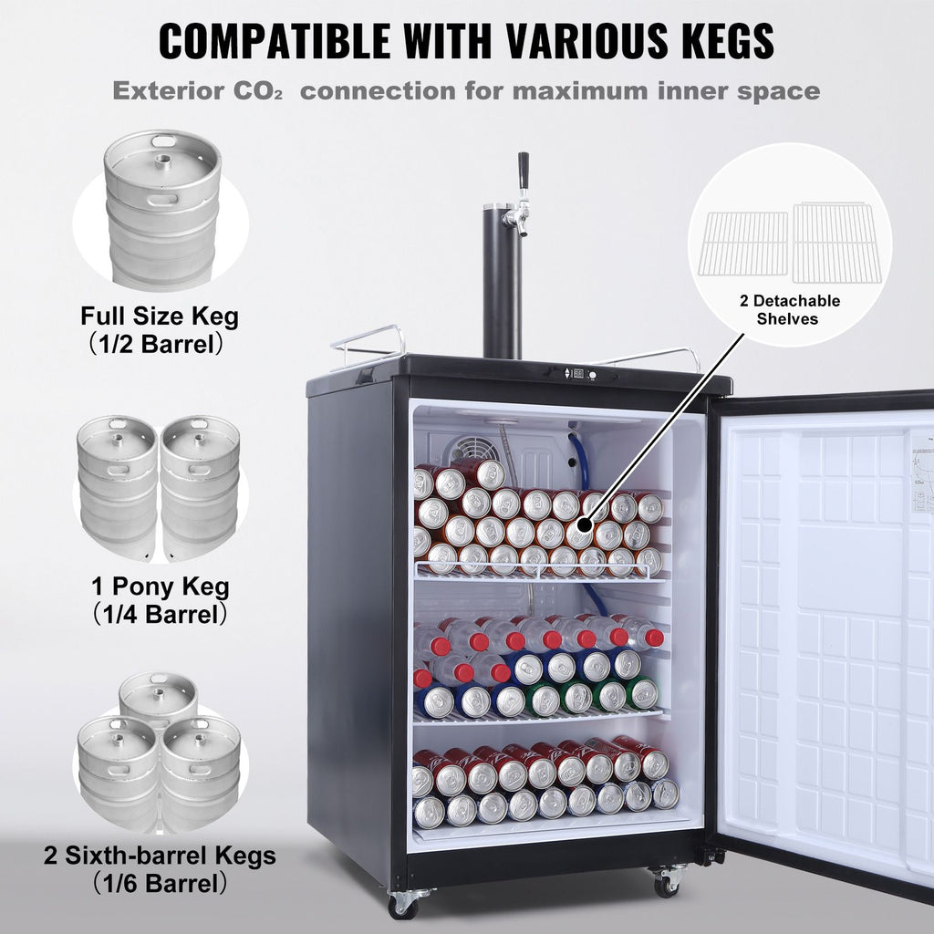 Single Tap Beer Kegerator with Digital Temperature Control and Fan Cooling System