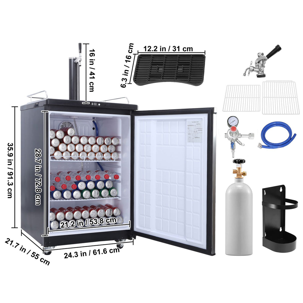 Single Tap Beer Kegerator with Digital Temperature Control and Fan Cooling System