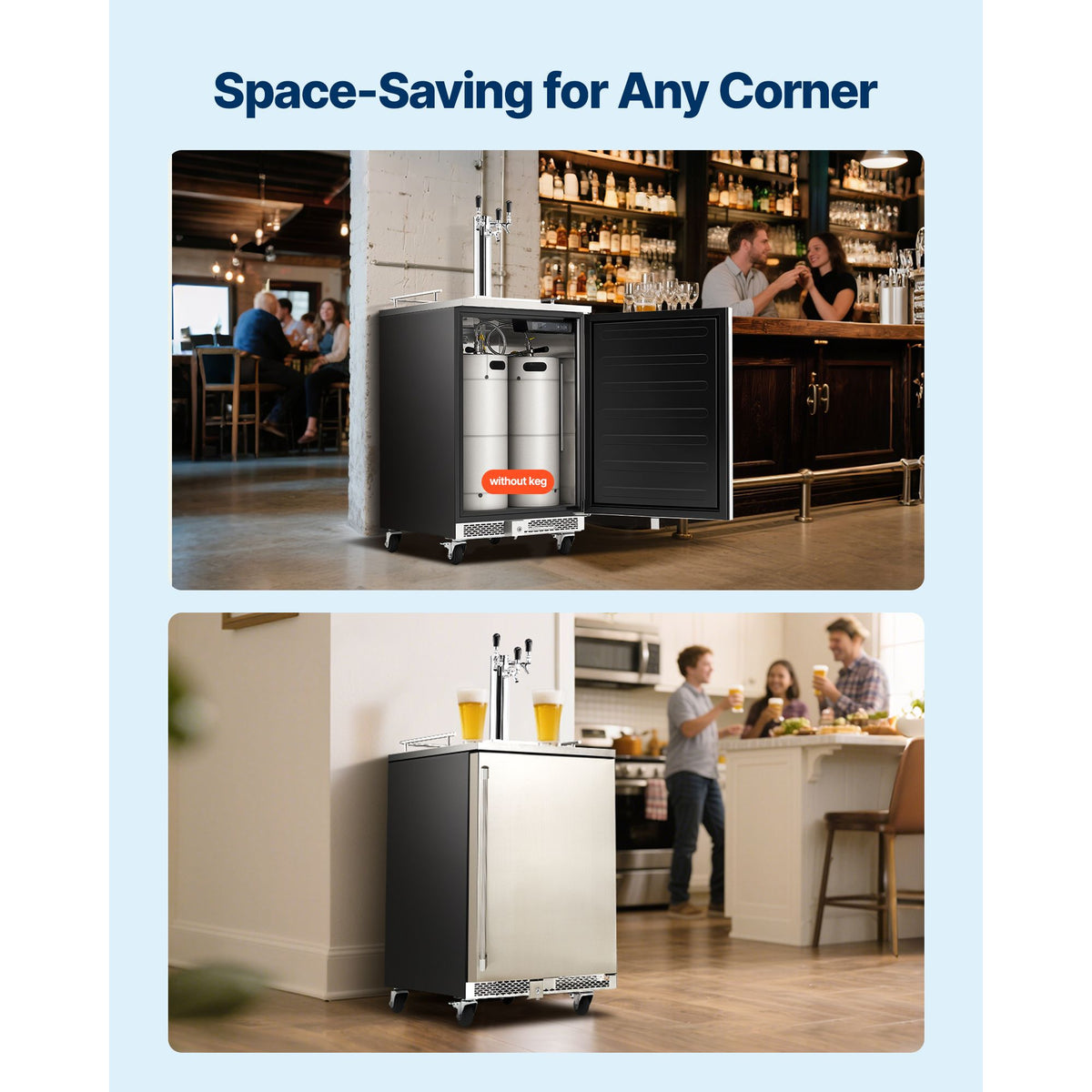 VEVOR Triple-Tap Commercial Draft Beer Kegerator