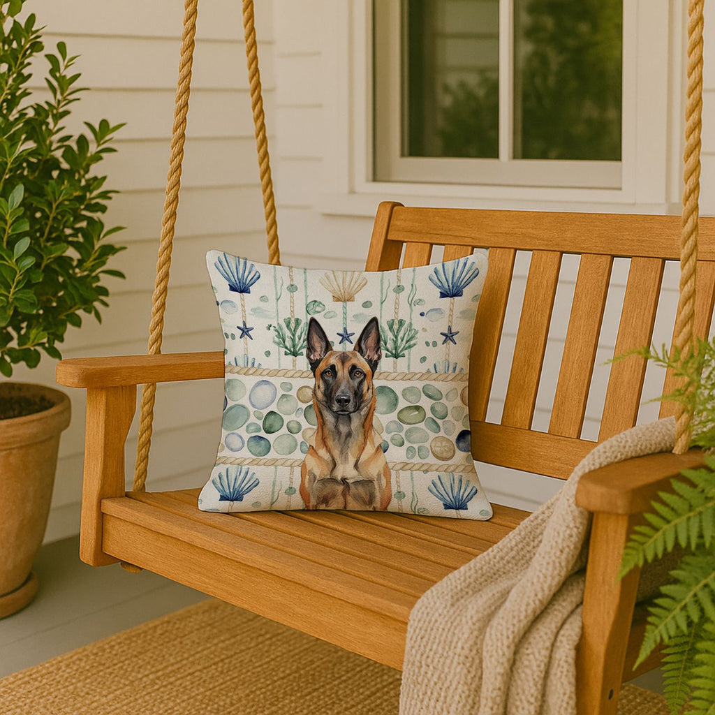 Belgian Malinois Coastal Sea Glass Throw Pillow