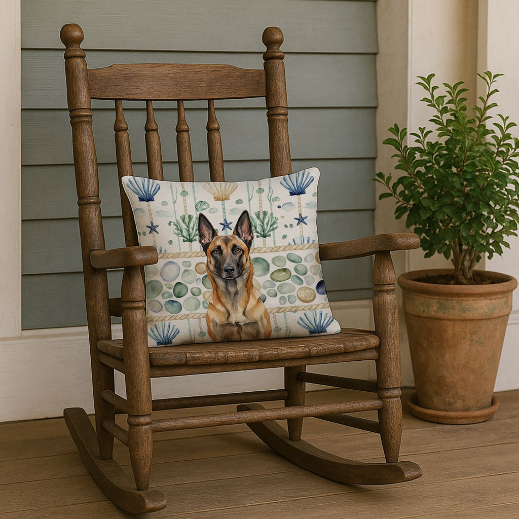 Belgian Malinois Coastal Sea Glass Throw Pillow