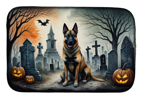 Belgian Malinois Spooky Halloween Dish Drying Mat
