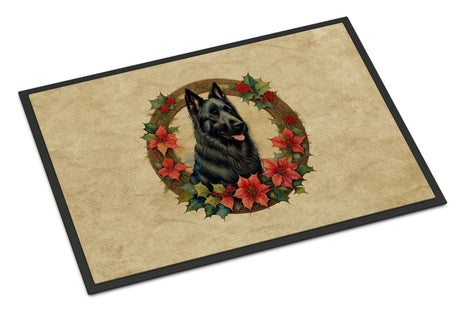 Festive Christmas Floral Doormat for Indoor or Outdoor Entryway