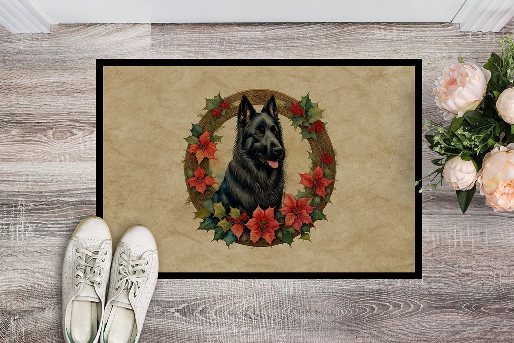 Festive Christmas Floral Doormat for Indoor or Outdoor Entryway