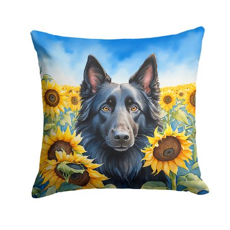Belgian Sheepdog in Sunflowers Decorative Pillow