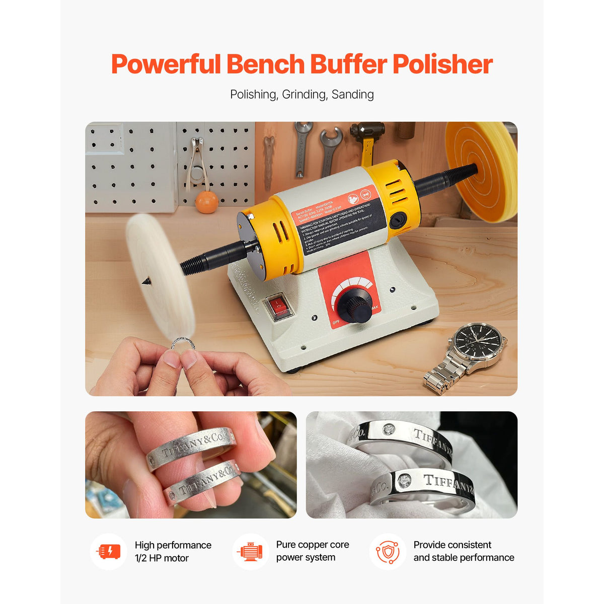 Variable-Speed Benchtop Buffer and Polishing Set
