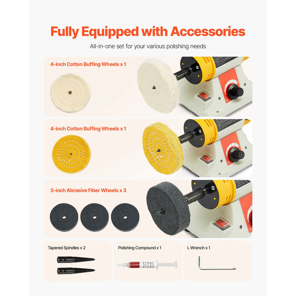 Variable-Speed Benchtop Buffer and Polishing Set