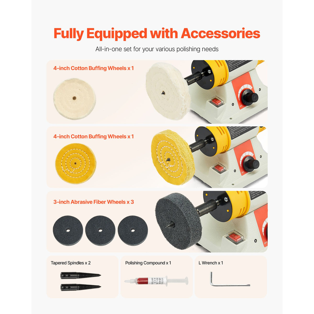 Variable-Speed Benchtop Buffer and Polishing Set