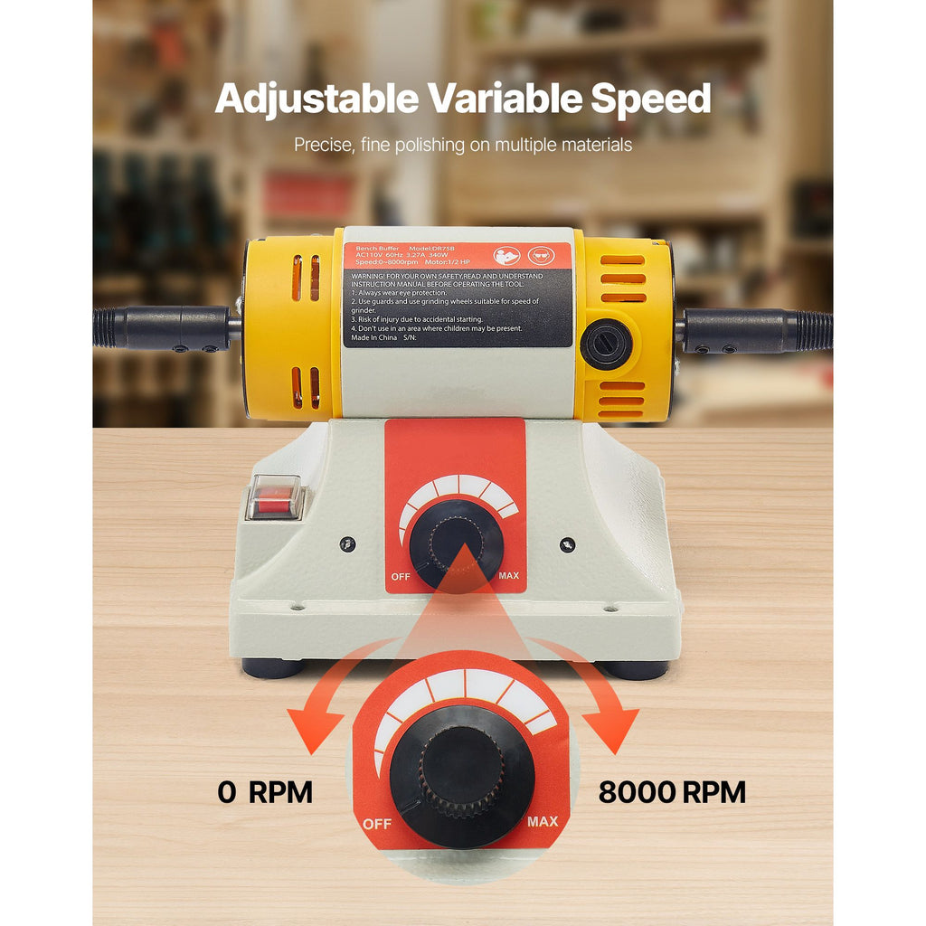 Variable-Speed Benchtop Buffer and Polishing Set