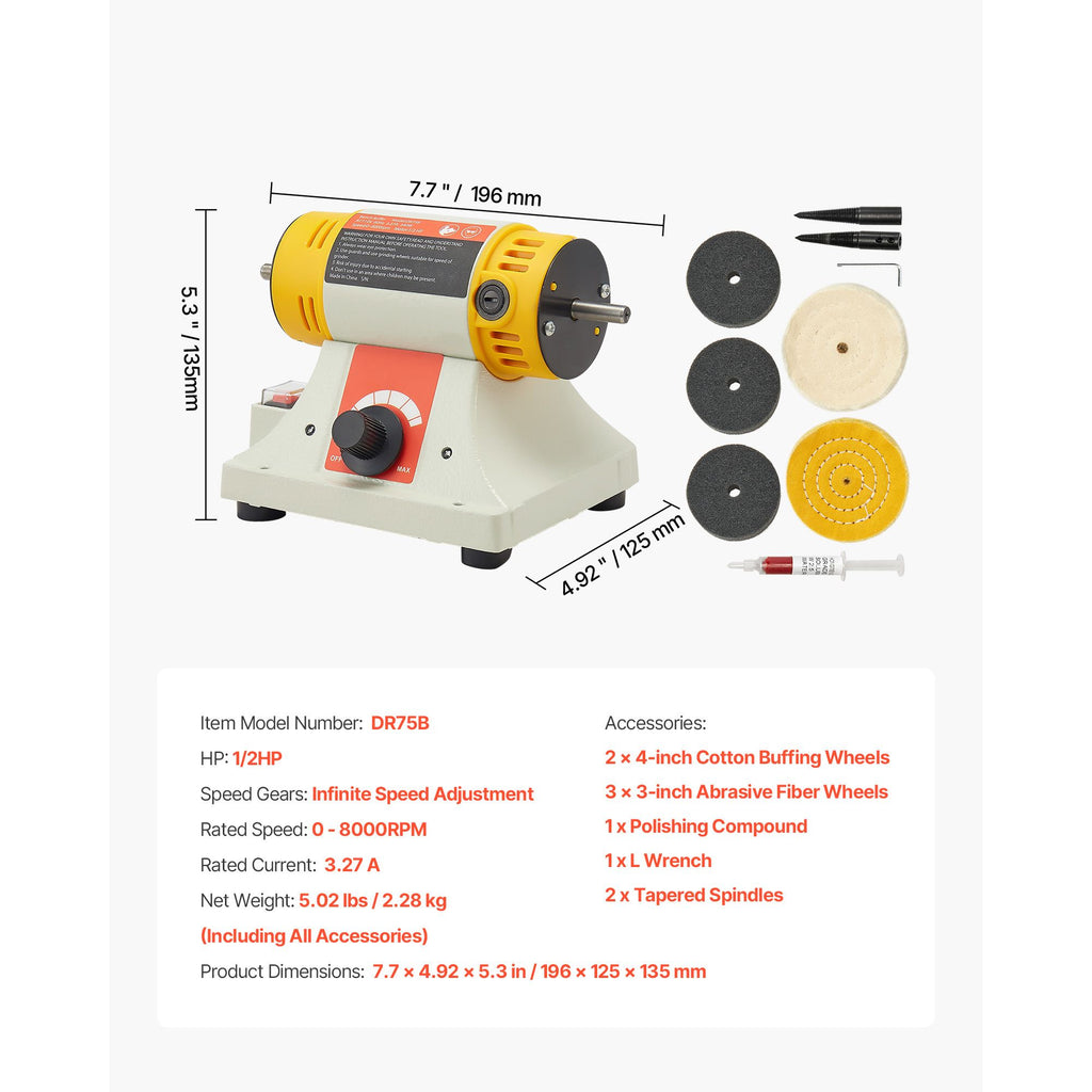 Variable-Speed Benchtop Buffer and Polishing Set