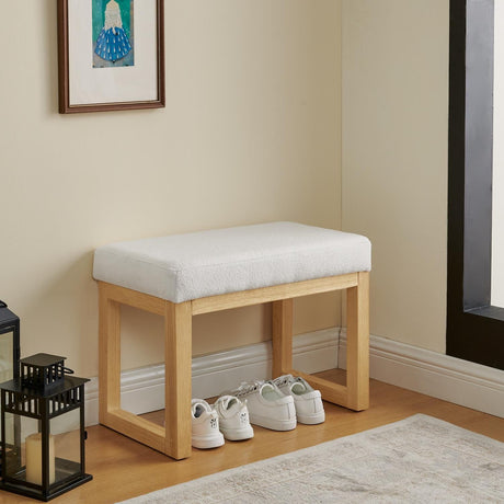 Modern Shoe Storage Bench with Cushioned Seat and Solid Wood Frame