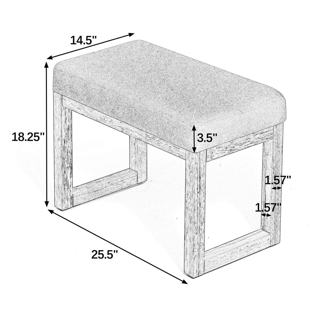 Modern Shoe Storage Bench with Cushioned Seat and Solid Wood Frame