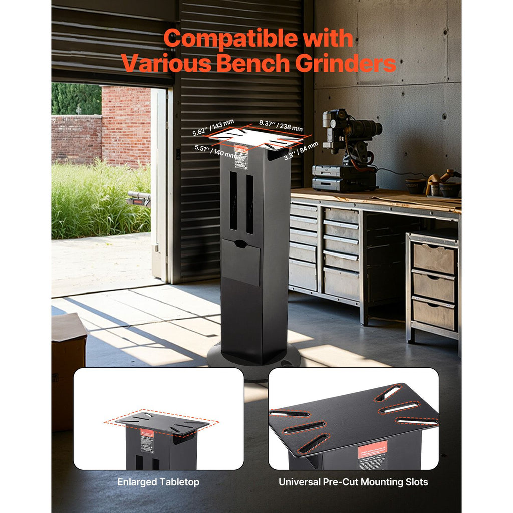 Bench Grinder Floor Stand with Wheel Storage