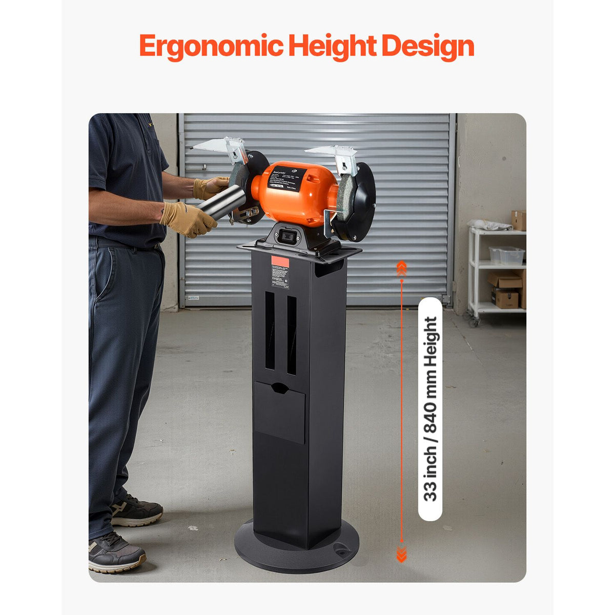Bench Grinder Floor Stand with Wheel Storage