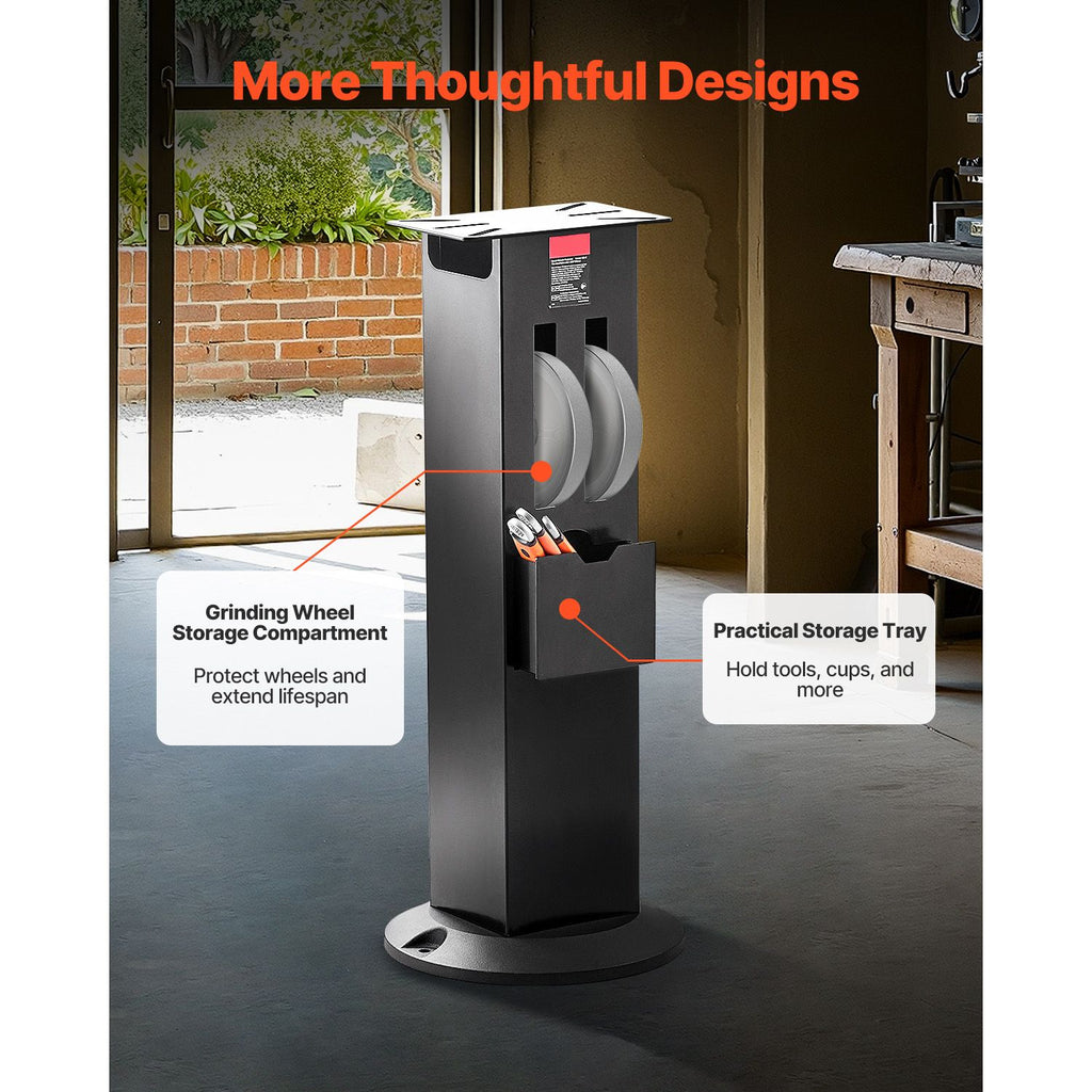 Bench Grinder Floor Stand with Wheel Storage