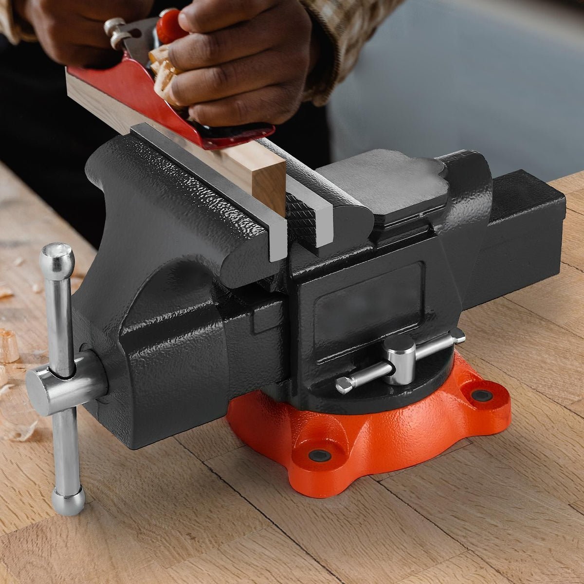 Multipurpose Swivel-Base Bench Vise with Pipe Jaws