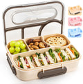Khaki Four-Compartment Adult Bento Lunch Box