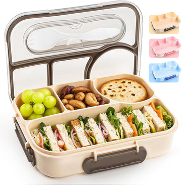 Khaki Four-Compartment Adult Bento Lunch Box