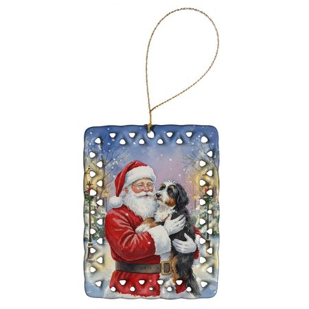 Bernedoodle and Santa Christmas Ornament