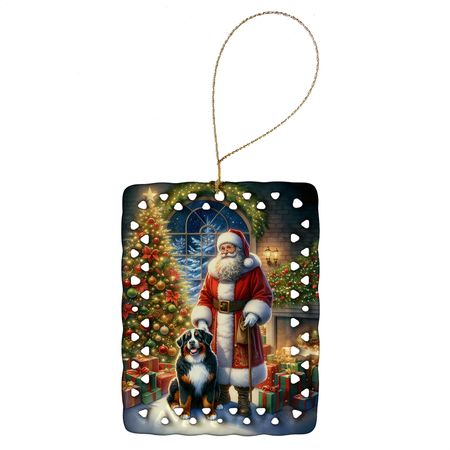 Bernese Mountain Dog and Santa Christmas Ornament