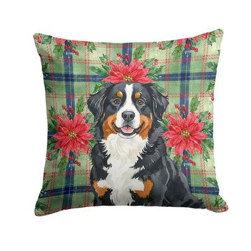 Bernese Mountain Dog Christmas Poinsettia Pillow