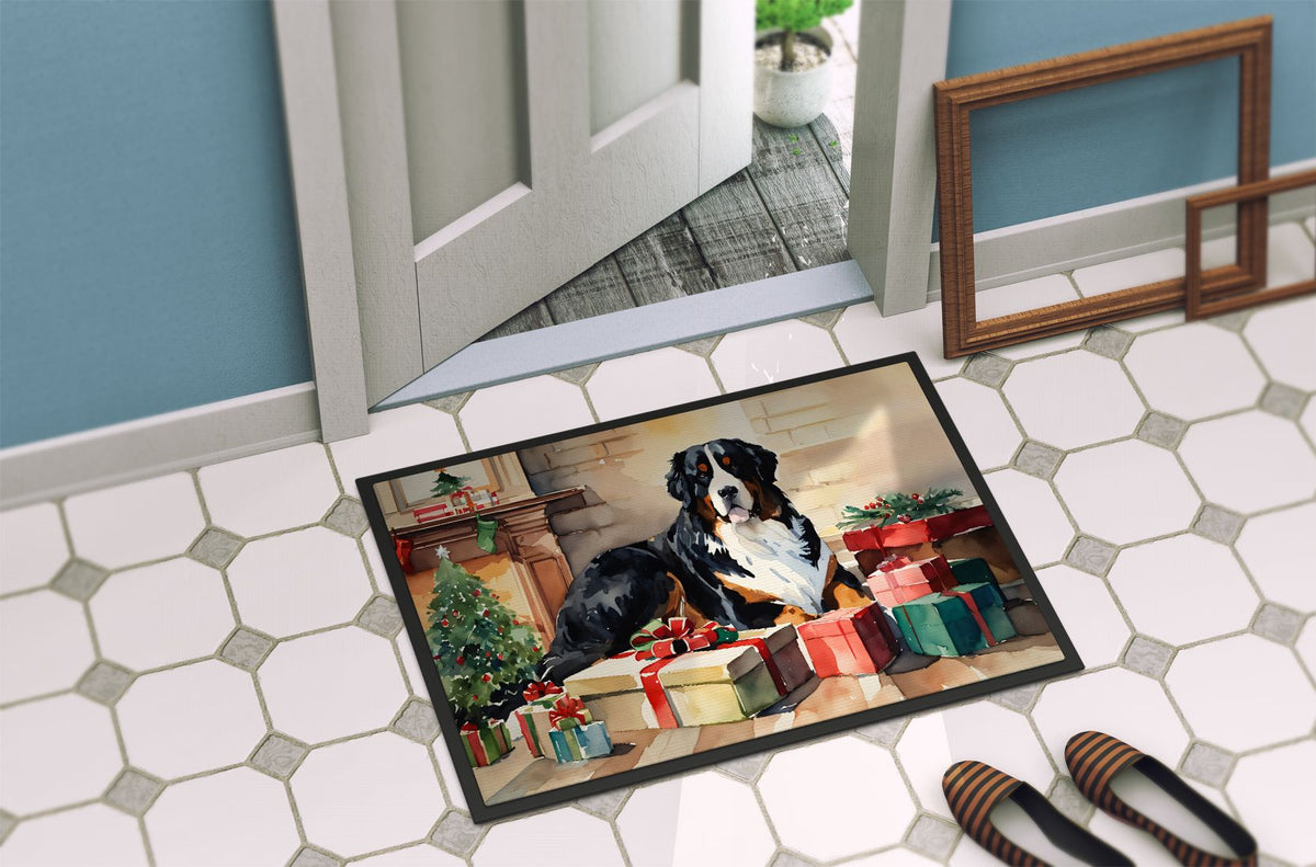Bernese Mountain Dog Cozy Christmas Indoor-Outdoor Doormat