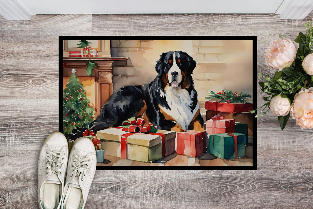 Bernese Mountain Dog Cozy Christmas Indoor-Outdoor Doormat