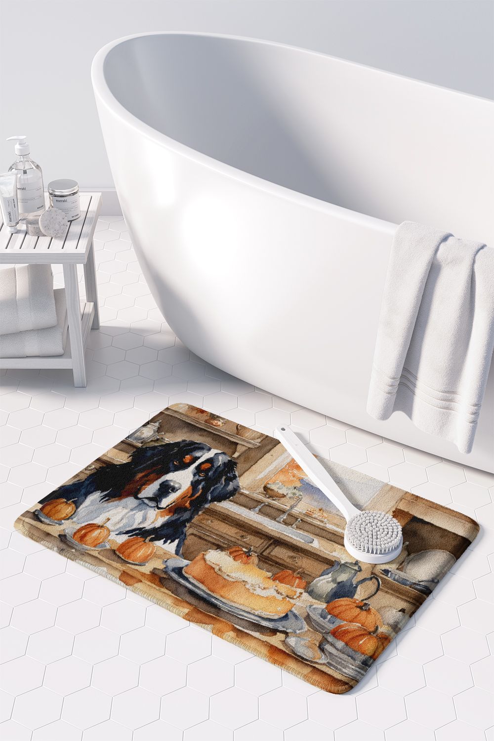 Bernese Mountain Dog Fall Pumpkins Cushioned Mat