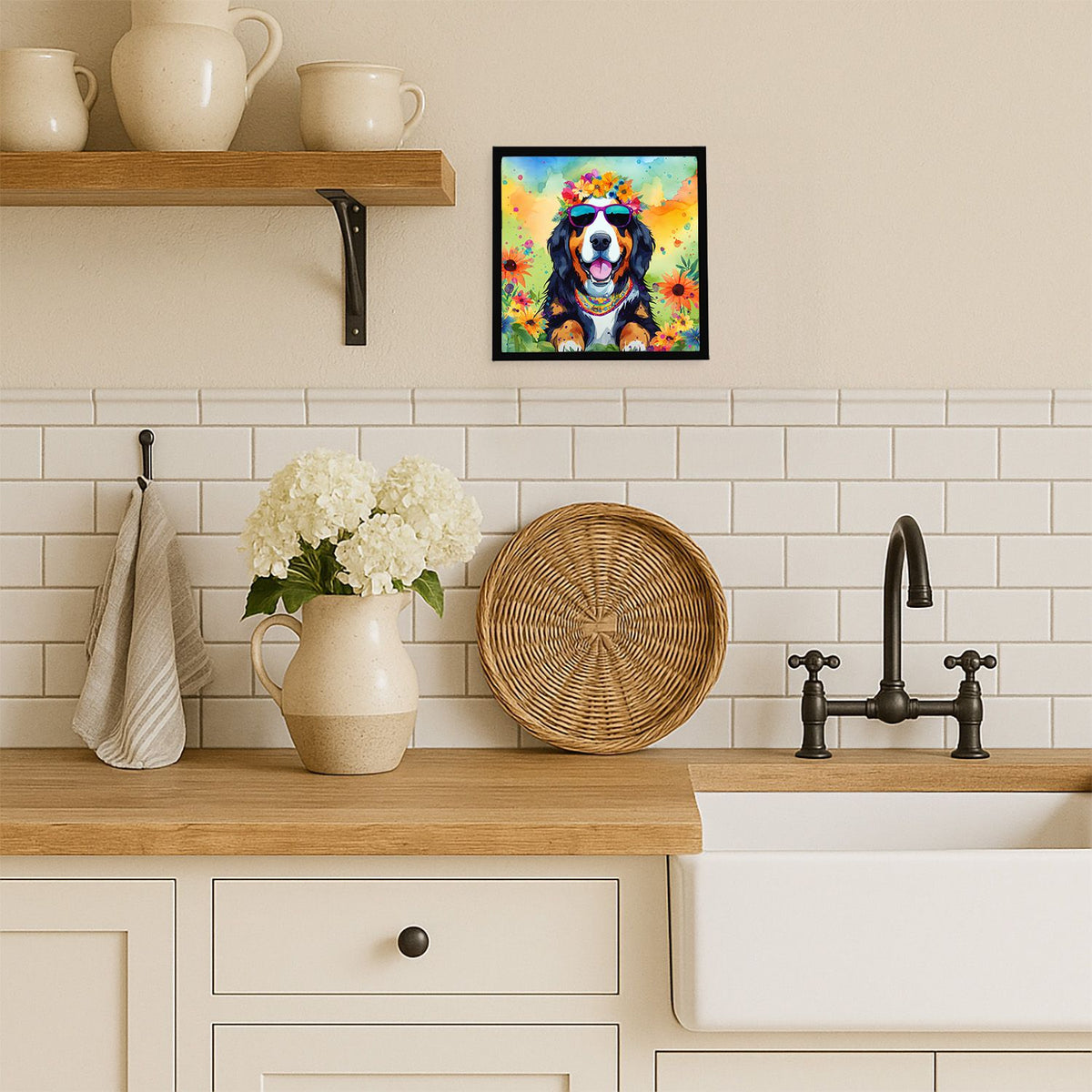 Bernese Mountain Dog Hippie Dawg Wall Art