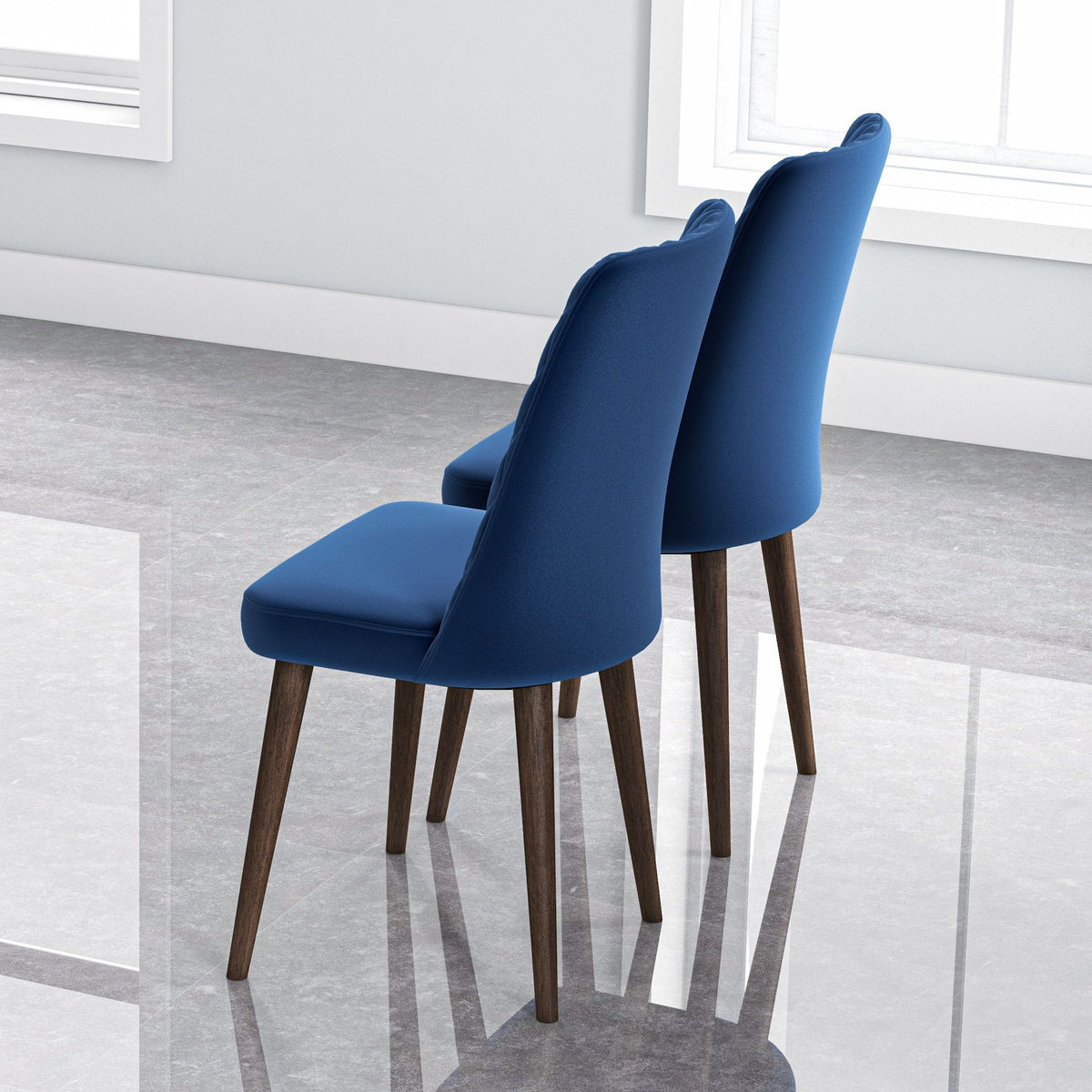 Katie Mid-Century Modern Dining Chair Set of 2 - Blue